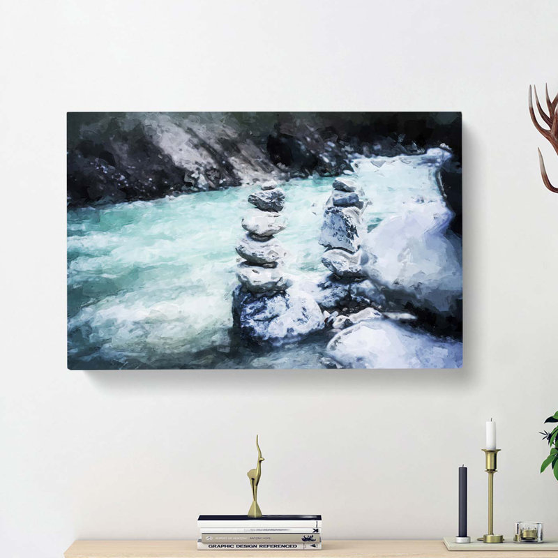 Stacked Stone Rock - Wrapped Canvas Painting, 50cm H x 76cm W x 3cm D