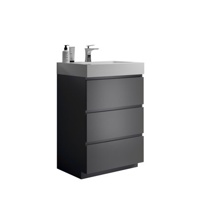 Meuble-lavabo autoportant avec grand lavabo et rangement