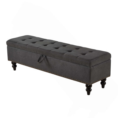 Multifunctional Storage Bench With Tufted Design For Bedroom Living Room And Hallway Easy Assembly Contemporary Upholstered Ottoman
