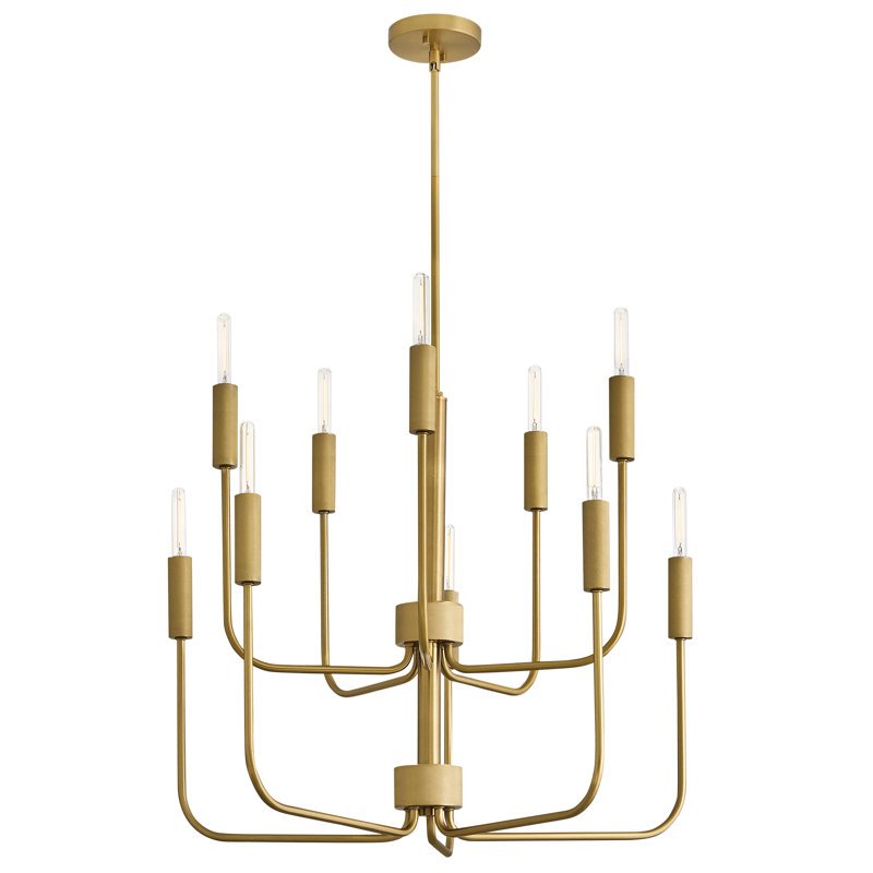 Lustre multi-niveaux 10 lumières Austen, Doré