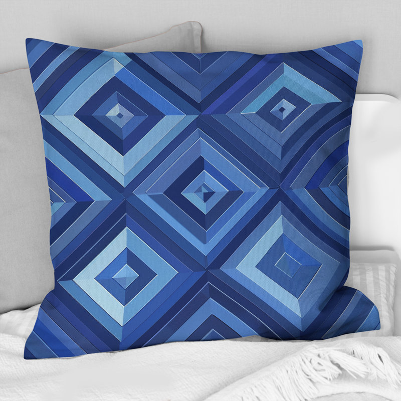 Coussin Blue Modern Maze II - Modern, H 16 po x l 16 po