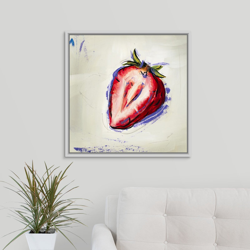 « picnic party viii », peinture sur toile, H 25,7 po x l 25,7 po x p 1,75 po, Cadre flottant blanc
