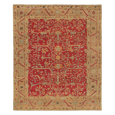 Jozan Wool Oriental Area Rug in Gold/Red