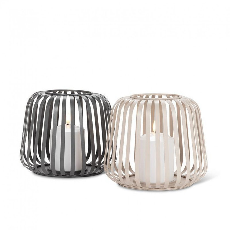 Grande lanterne cage avec lanterne à DEL, Gris, blanc, H 6,50 po x l 7,50 po x P 7,50 po