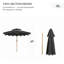 Parasol de patio gris foncé de 9 pi avec 8 nervures, inclinaison à bouton-poussoir et manivelle, double sommet à volants pour parasol de terrasse de jardin, bloquant le soleil