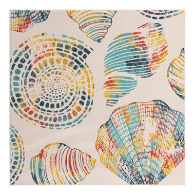 Tapis intérieur / extérieur bleu / rouge / jaune en polypropylène tissé à la machine 4 pi 1 po Gaultier