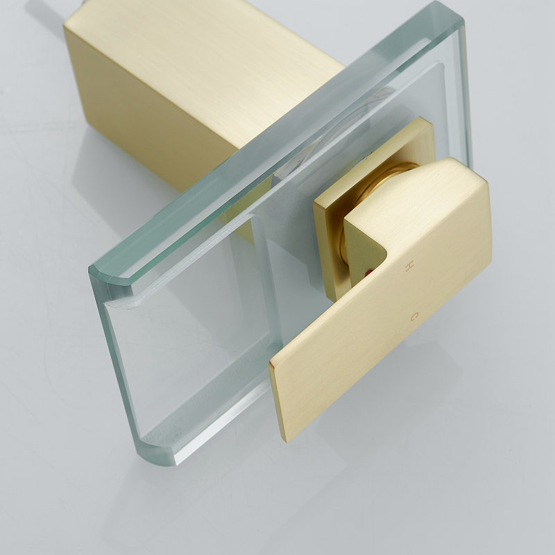 Robinet de salle de bain Topcraft monotrou à poignée unique avec DEL, Or brossé