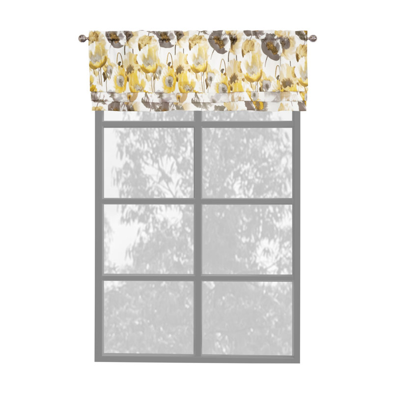 Cantonnière florale sur mesure 50 po, Gris / jaune