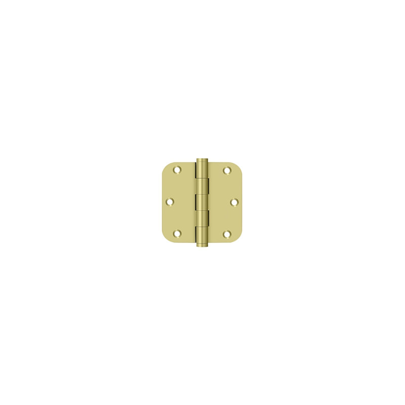 Deltana DSB35R510B-R 3-1/2" x 3-1/2" x 5/8" Radius Hinge, Residential in Oil-rubbed Bronze Pair, Polished Brass