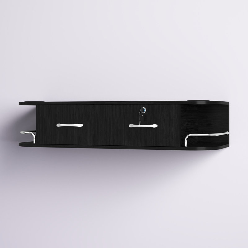 Sowder Locking Wall Mount Styling Station Barber Beauty Spa Salon Equipment, Black