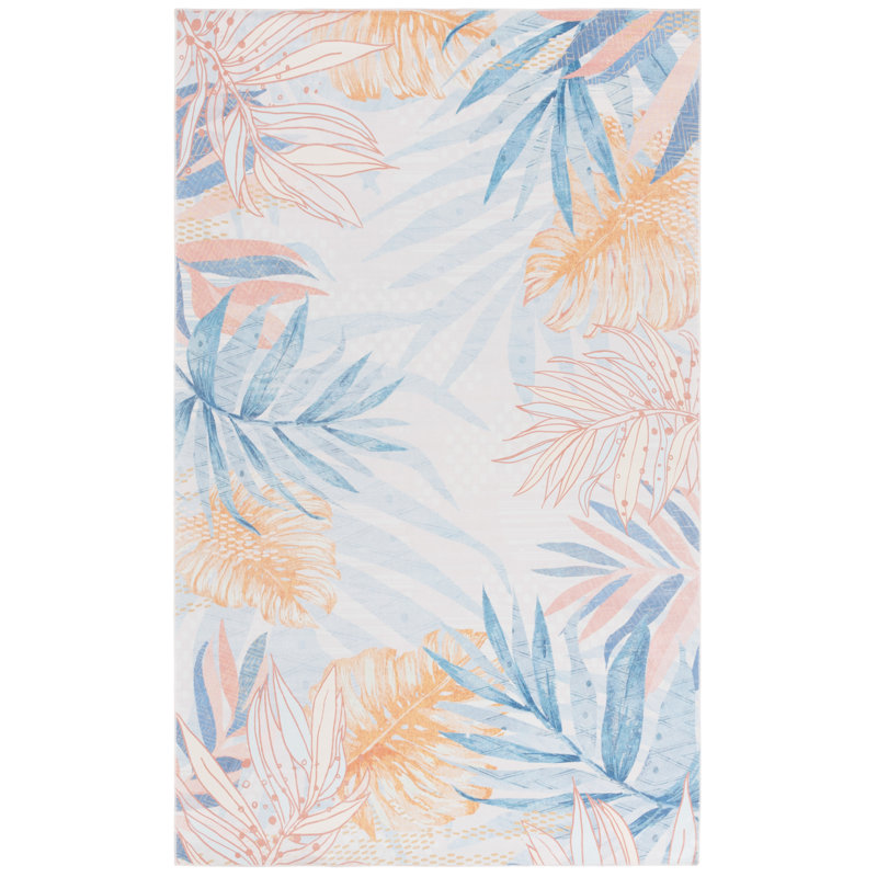 Tapis bleu clair / beige Malibu 841, Rectangle de 5 pi x 8 pi