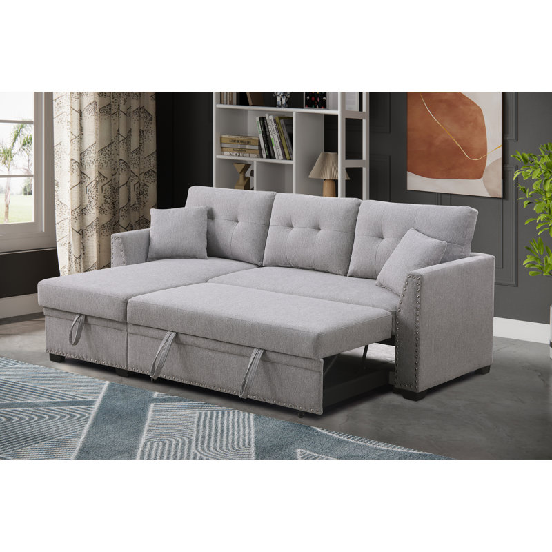 Lucenia Upholstered 81.5'' Sleeper Sofa, Light Gray