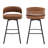 Swivel Faux Leather Counter Stool with Bentwood Backrest-983254337