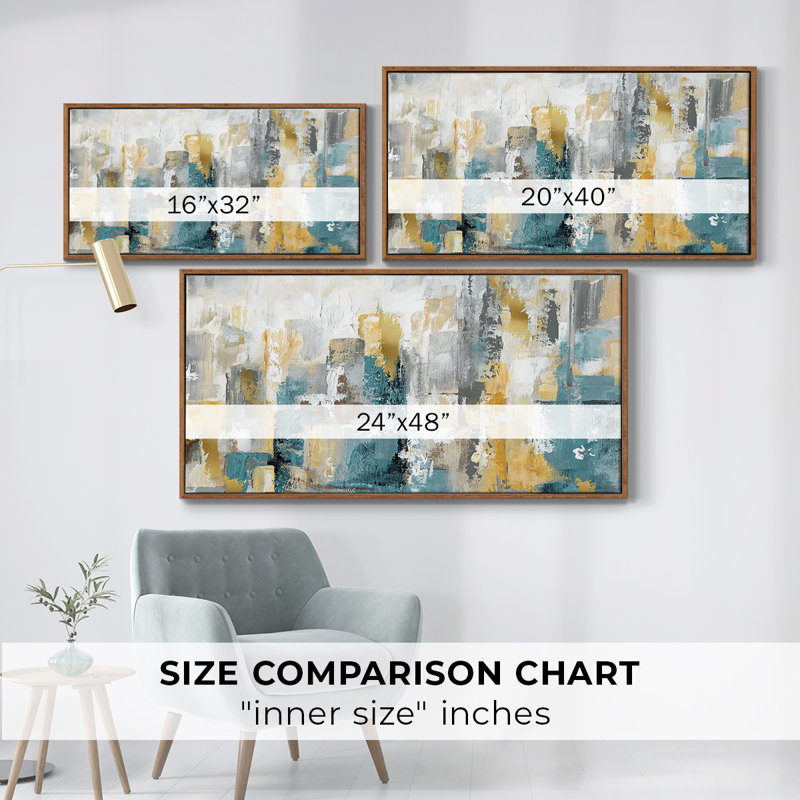City Views I - Toile tendue avec châssis, prête à accrocher, Noyer, H 17 po x l 33 po