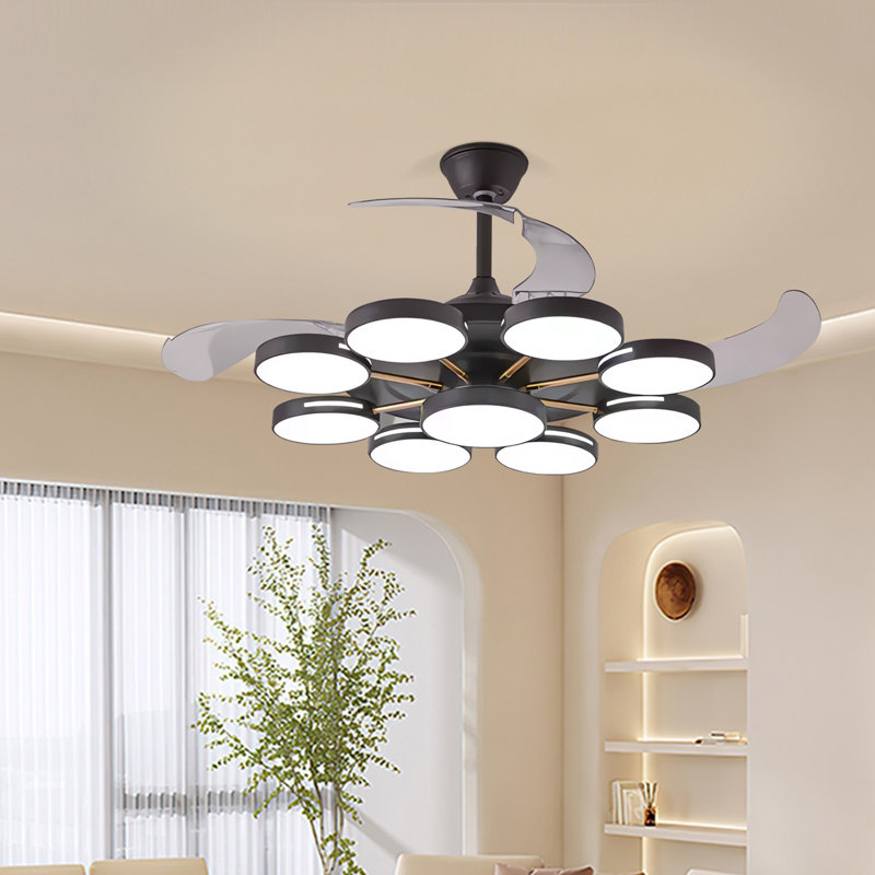 Ventilateur de plafond Kaydrian avec lumières DEL, Noir, 42.51"