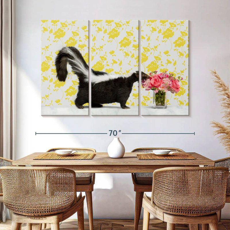 Brampt Skunk And Roses, 42" H x 65" W