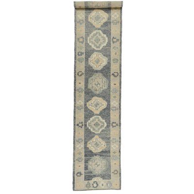 3x15 Gray and Beige Turkish Oushak Runner