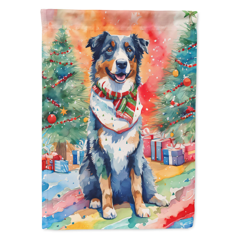 Drapeau de Noël du berger australien, H 15,5 po x l 11,25 po