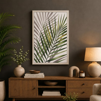 Palm Fronds Geometric Botanical 1 Piece Wrapped Canvas Wall Art