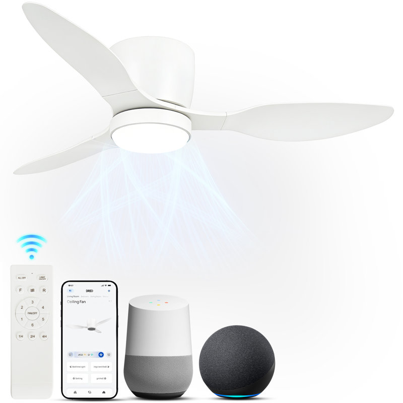 42 po Ventilateur de plafond d'intérieur à 3 pales avec lumière et télécommande, moteur à courant continu réversible à intensité variable