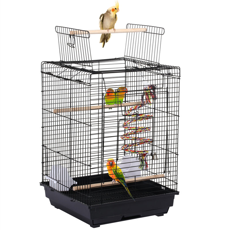 72cm Play Top Table Top Bird Cage with Perch, Black