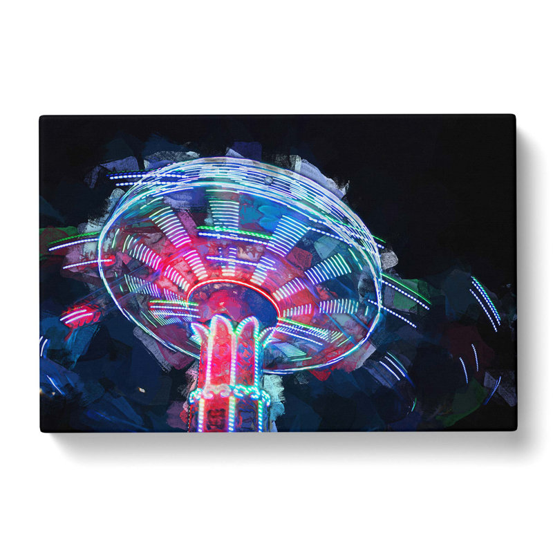 Fairground Swing At Night In Abstract - Wrapped Canvas Print, 35cm H x 50cm W x 3cm D