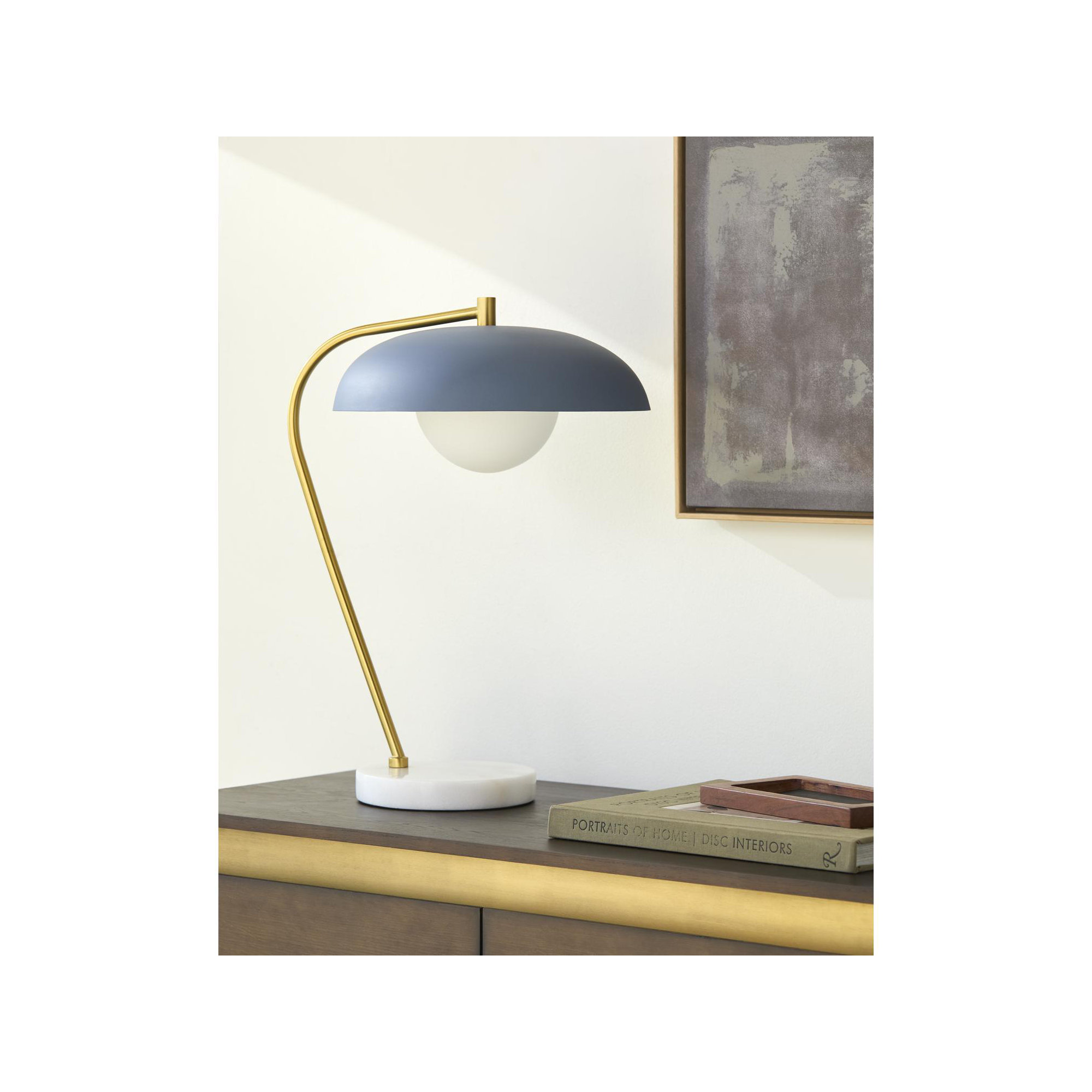 Farmington Table Lamp, White, Blue