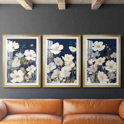 FLORAL Series CCCCLXXXXI - Impression encadrée sur mesure de qualité supérieure - 3 pièces
