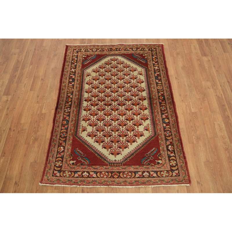 Vegetable Dye Geometric Wool Rug 4x5