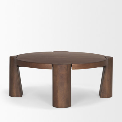 Table basse ronde en bois avec pieds fuselés Juljan