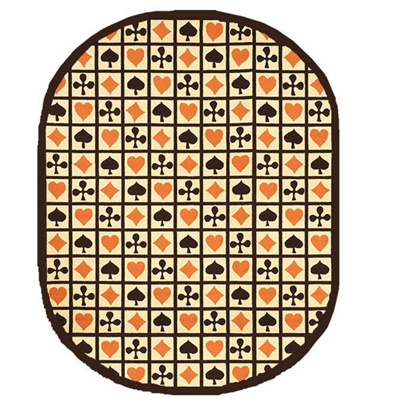 Tapis orange en laine crocheté à la main Roseta, Ovale 4 pi 6 po x 6 pi 6 po