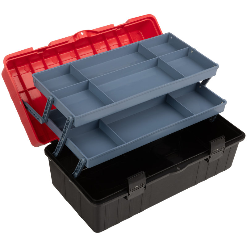 Organisateur de boîte à outils en plastique Stalwart, Noir / Rouge