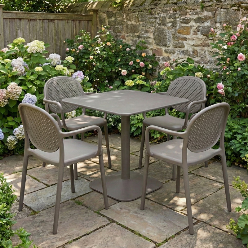 4 - Person Steel Dining Set, Grey