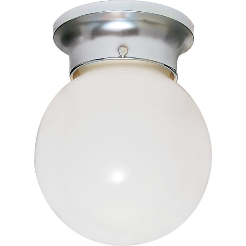 Barrientos Glass Flush Mount, 9.25" H x 8" W x 8.5" D, Polished Chrome