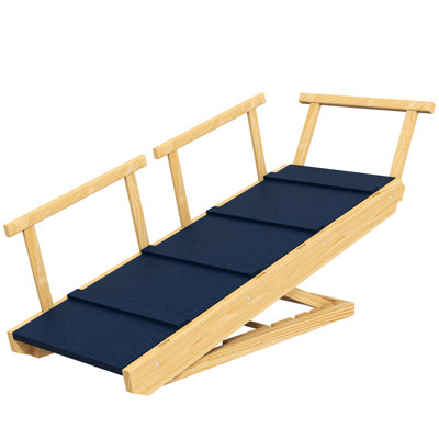 Rampe pour chien en bois avec 4 hauteurs réglables, tapis antidérapant pliable et stable, pour que les chiens puissent atteindre facilement les meubles hauts