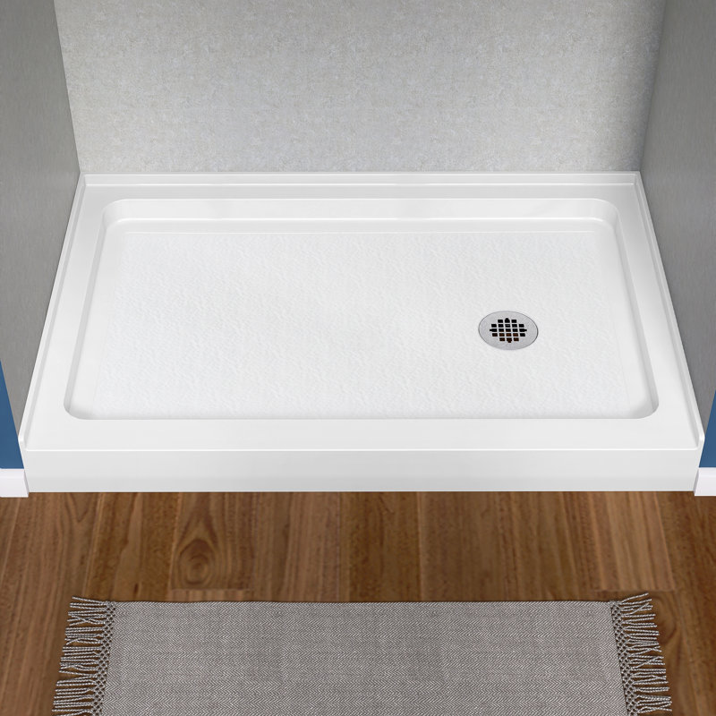 32 In. D X 48 In. W X 5 1/2 In. H Drain Single Threshold Shower Base, Right