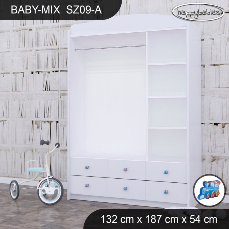 Baby 3 Door Wardrobe, Blue/White