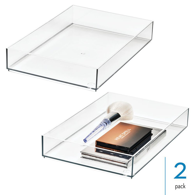 iDesign Makeup Drawer Organizer Trays for Vanity - Set of 2 - Clear