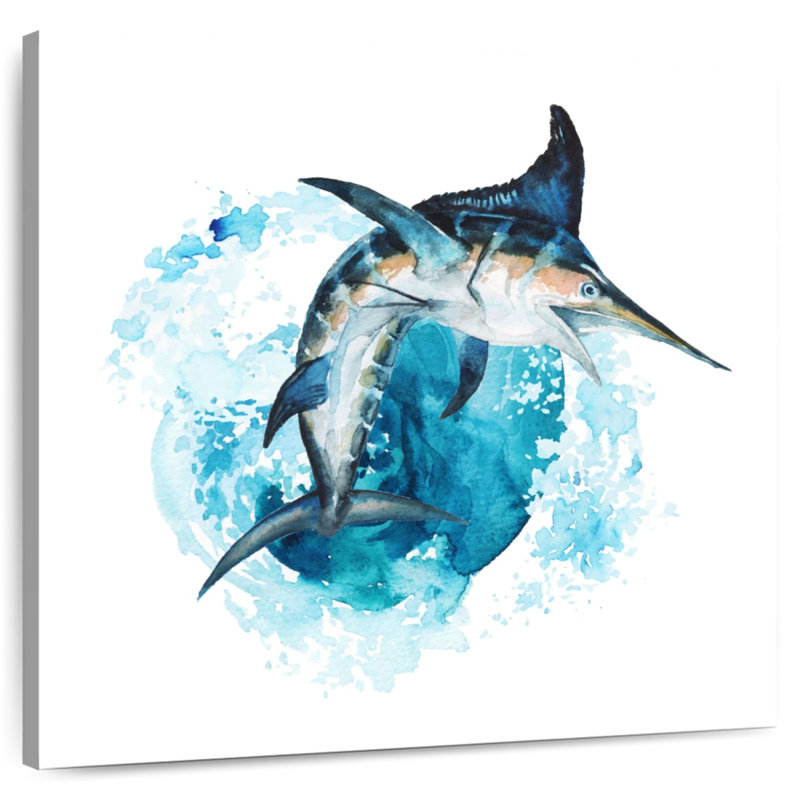Brampt Blue Marlin Splash, 16" H x 16" W