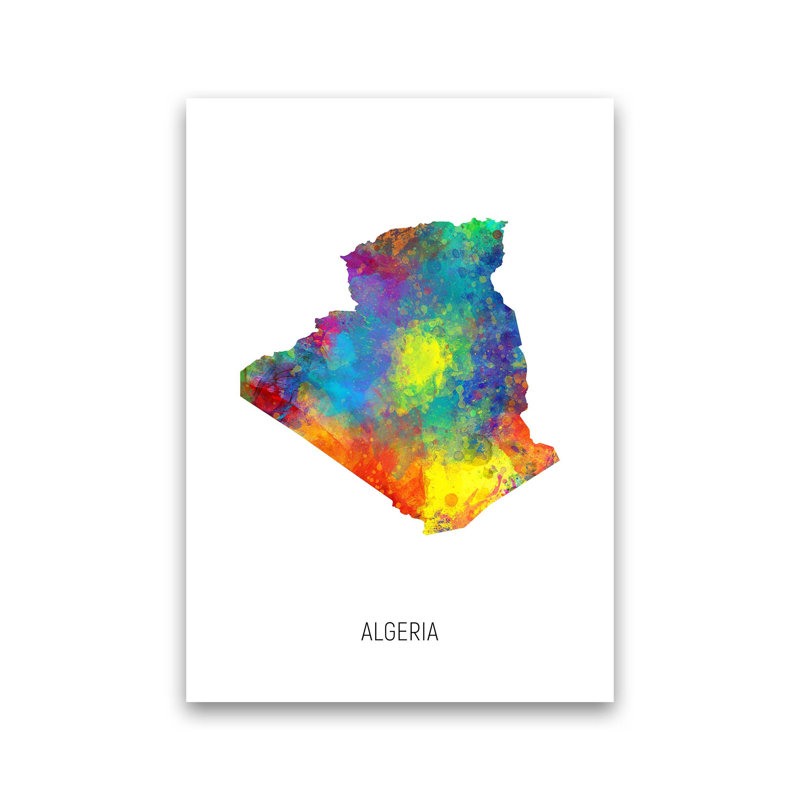 Algeria Watercolour Map by Michael Tompsett - Print, Unframed, 30cm H x 21cm W x 1cm D
