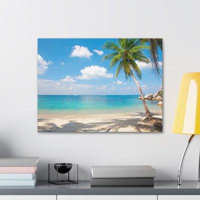 Art tropical sur toile, plage tropicale avec cocotier