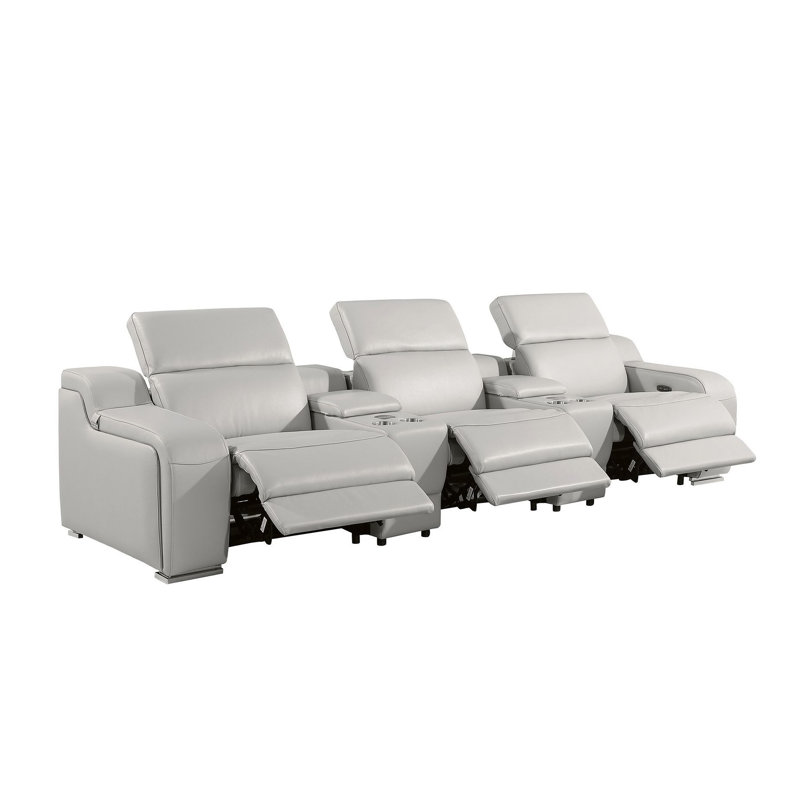 Canapé inclinable 129 po en cuir italien gris clair USB 129 po