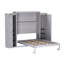Lit double gris, plateforme pliable multifonctionnelle avec deux armoires et étagères, parfaite pour le salon de la chambre d'amis, structure de lit en bois-894649423-894649421