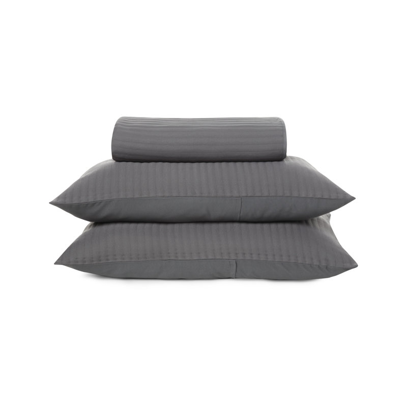 Hoshi Polyester Solid Colour Bedspread with Pillowcases Included, Anthracite Grey