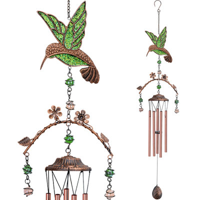 Wind Chimes - Hummingbird Wind Chimes For Outside Deep Tone 34 Inches 5 Aluminum Tubes, Birthday Anniversary Memorial Hummingbird Gifts