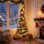 Sapin de Noël pliable artificiel pré-illuminé de 1,80 m avec 200 lumières DEL et décorations rouges et dorées