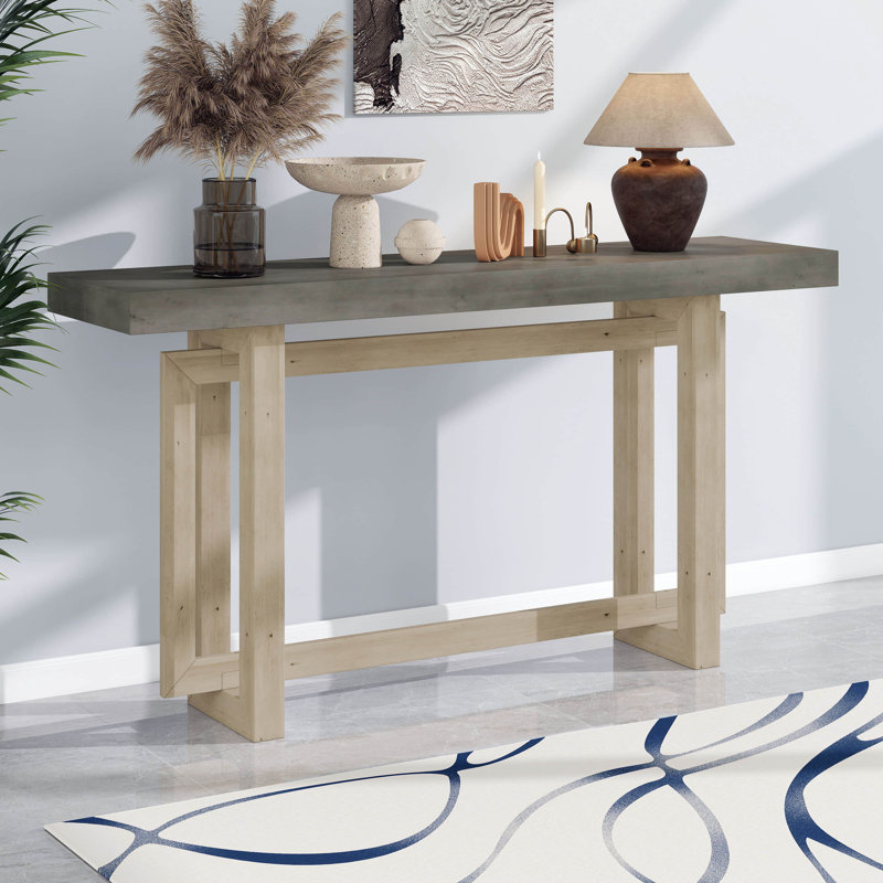 Console grise contemporaine en bois avec plateau très long pour vestibule, vestibule, salon et couloir, Grey