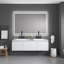 Miroir de salle de bain 60 po x 48 po à DEL avec façade et rétroéclairage, miroir de meuble-lavabo mural avec cadre en aluminium, antibuée, mémoire, 3 couleurs, gradation continue-865201574-865201579