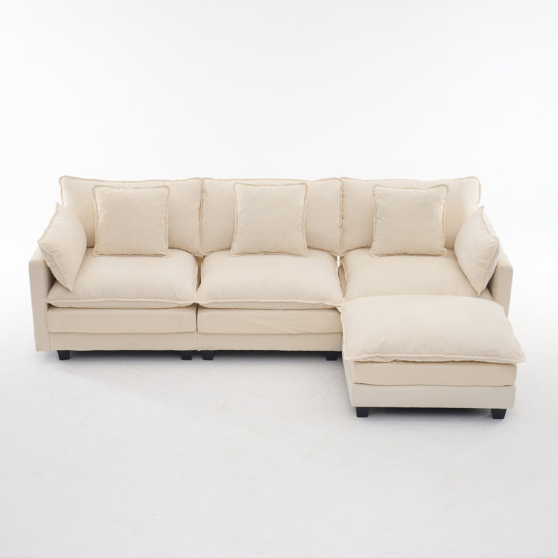 Ebern Designs Sofa with Storage Ottoman - Thumbnail 3