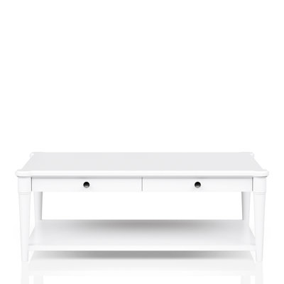 Table de cocktail blanche avec rangement et 2 tiroirs